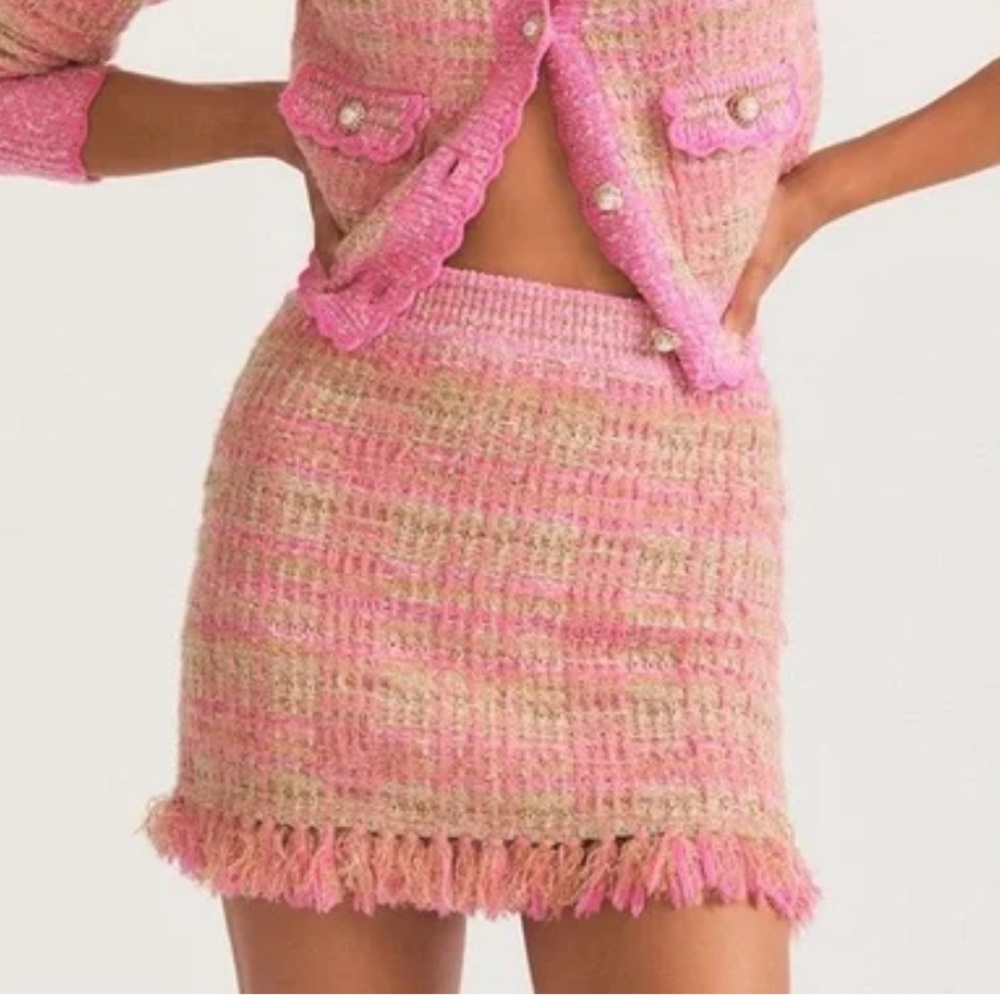 LoveShackFancy Balsam Mini Skirt in Majestik Pink Tweed